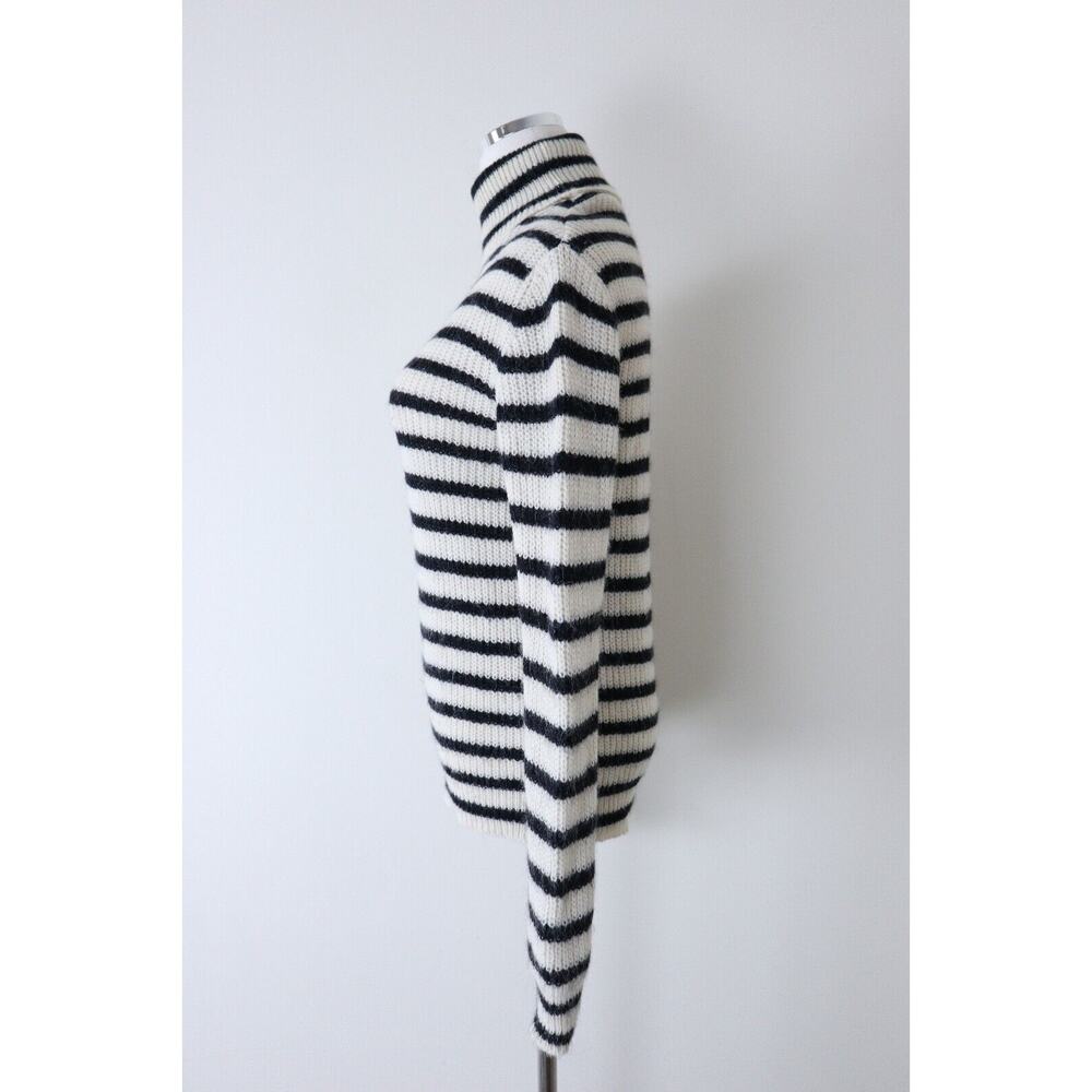 IRO Size S Seely Alpaca Wool Knit Turtle Neck Sweater Black White Stripes - Picture 8 of 15
